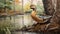 Hyperrealistic Mallard Duck In Forest Acrylic Painting