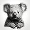 Hyperrealistic Monochromatic Koala Portrait Tattoo Drawing