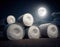 Hyperrealistic Moonlit Hay Bales, Made with Generative AI