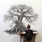 Hyperrealistic Mural: Woman Contemplating An Old Tree