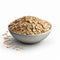 Hyperrealistic Oats Bowl Pileup On White Background