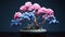 Hyperrealistic Origami Bonsai Tree With Flowers: Stunning Photorealistic Composition
