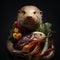 Hyperrealistic Otter Holding Fish: A Colorful Celebration Of Nature