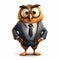 Hyperrealistic Owl Cartoon Character In A Suit