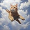 Hyperrealistic Painting Of Flying Orange Tabby With Clouds