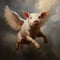 Hyperrealistic Painting Of A Flying Pig