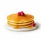 Hyperrealistic Pancake Stack With Syrup And Raspberries