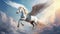 Hyperrealistic Pegasus Portrait: White Horse Flying With Wings