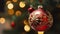 hyperrealistic photo, close up view on christmas decoration, shiny decoration, Christmas balls, background for postcard