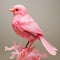 Hyperrealistic Pink Porcelain Bird Sculpture With Rococo-inspired Design