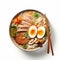 Hyperrealistic Pork Ramen With Chicken Soup And Vegetables