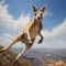 Hyperrealistic Portraiture: An Airborne Kangaroo Leaping Over A Mountain