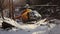 Hyperrealistic Portraiture: Helicopter In The Snow With Rusty Debris