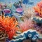 Hyperrealistic portrayal of a vibrant coral colony