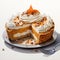 Hyperrealistic Pumpkin Pie Illustration With Whipped Cream And Walnuts
