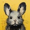 Hyperrealistic Rabbit Painting On Yellow Background