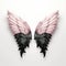 Hyperrealistic Rendering Of Black And Pink Wings On White Background