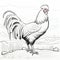 Hyperrealistic Rooster Coloring Page In The Countryside