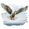 Hyperrealistic Seagull Flying Over Sky And Sea Vector Art