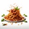 Hyperrealistic Spaghetti Illustration With Tomato Sauce Splashes