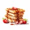 Hyperrealistic Stacked Waffles With Syrup And Strawberries
