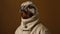 Hyperrealistic Studio Portrait Of A Brown-coated Bird In A White Sweater