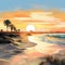 Hyperrealistic Sunset At The Beach Vector Illustration