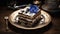 Hyperrealistic Tiramisu Cake With Blue Sakura Flower Slice