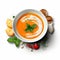 Hyperrealistic Tomato Soup With Vegetables - Commercial Imagery