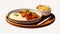 Hyperrealistic Vector Illustration Of Indian Chicken Tikka Curry Meal