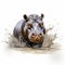 Hyperrealistic Vector Illustration Of A Running Hippo