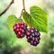 Hyperrealistic Watercolor Clipart Of A Blackberry Branch With Raindrops