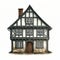 Hyperrealistic Watercolor Illustration Of Tudor Style House