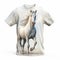 Hyperrealistic White Horse Running All Over Print T-shirt