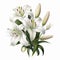 Hyperrealistic White Lily Bouquet Vector Illustration