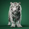 Hyperrealistic White Tiger 3d Render On Vibrant Green Background