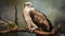 Hyperrealistic Wildlife Portrait: Solitary Osprey Perched On Branch