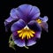 Hyperrealistic Wildlife Portraits: Purple And Yellow Pansy On Black Background