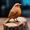 Hyperrealistic Wooden Robin Figurine On Stump - Larme Kei Inspired