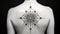 Hyperspace Noir: Stunning Black And White Back Tattoo With Kinetic Sculptor Elements