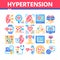 Hypertension Disease Collection Icons Set Vector