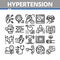 Hypertension Disease Collection Icons Set Vector