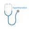 Hyperthyroidism word and stethoscope icon