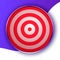 Hypnosis aim, red and white target isolated on purple and yellow background