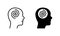 Hypnosis Psychology Silhouette and Line Icon Set. Mind Spiral Round Pictogram. Creative Brain Imagination Wellness Icon