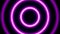 Hypnotic neon rings move in waves. Animation. Pulsating bright rings radiating neon light on black background. Rings