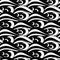 Hypnotic seamless black and white sea waves pattern in traditional Japanese style