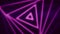 Hypnotic triangular animation. Animation. Neon spiral of appearing triangles on black background. Beautiful animation