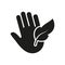 Hypoallergenic Concept Black Icon. Sensitive Hand Skin Feather Silhouette Symbol. Soft Hypo Allergenic Sign. Dermatology