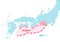 Hypocentral region map of Nankai trough earthquake